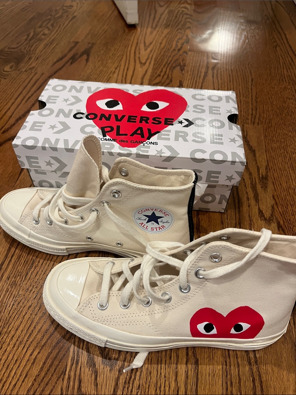 Converse Comme des Garcons Cream High Top Sneakers